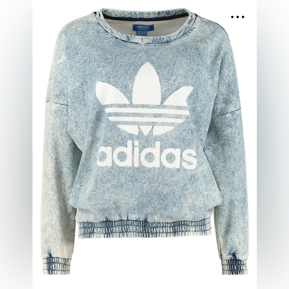 Adidas Women's Light Blue Logo Sweatshirt denim style